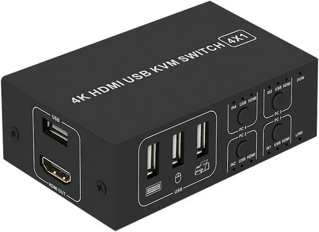 Alt view image 6 of 6 - 4K Universal 4 Port USB for  For Mouse Keyboard Computer Hub Sharing Scanner With Indicate Light KVM Switcher Aluminum Alloy(For PlayStation 2)