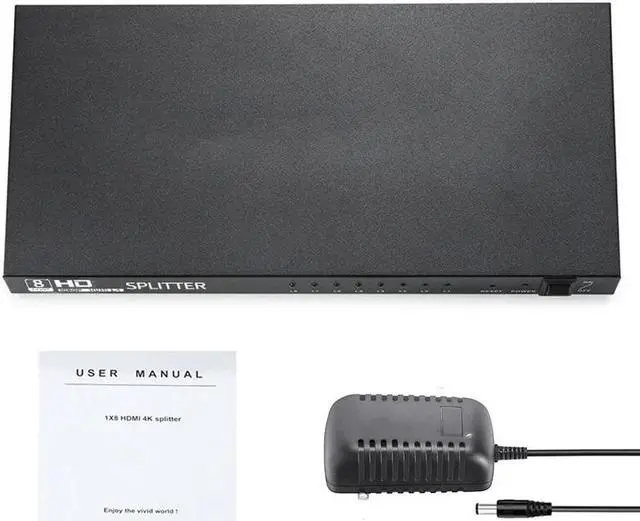 Alt view image 6 of 6 - 3D 1080P Full HD 1x8 HDMI-compatible Video Splitter Metal Amplifier 8 Port Repeater 1 In 8 Out Split Converter for HDTV Monitor(With UK Plug)