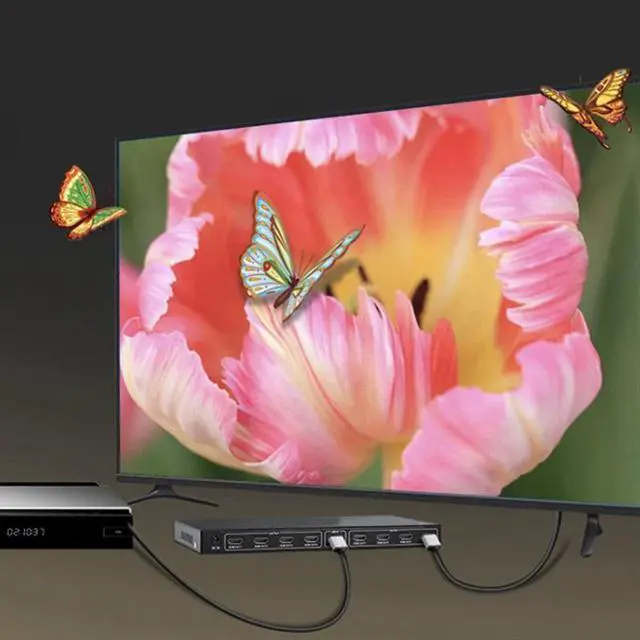 Alt view image 5 of 6 - 3D 1080P Full HD 1x8 HDMI-compatible Video Splitter Metal Amplifier 8 Port Repeater 1 In 8 Out Split Converter for HDTV Monitor(With UK Plug)