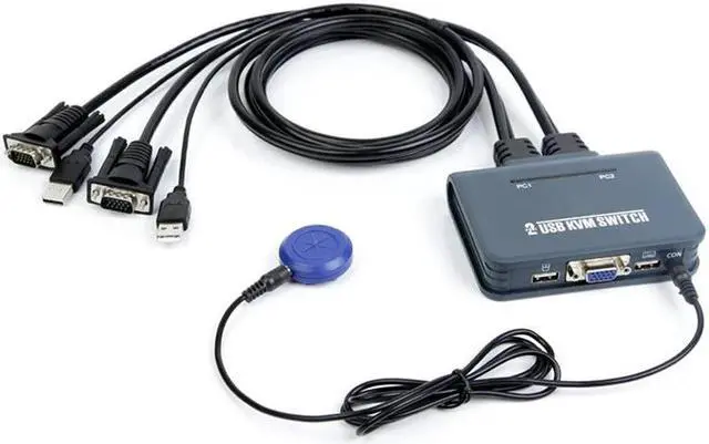 Alt view image 6 of 6 - 2 Ports VGA DVI 4K HDMI-compatible KVM Switch Keyboard Mouse USB Share Switcher Splitter Box With Remote Split KVM Controller(DVI KVM)