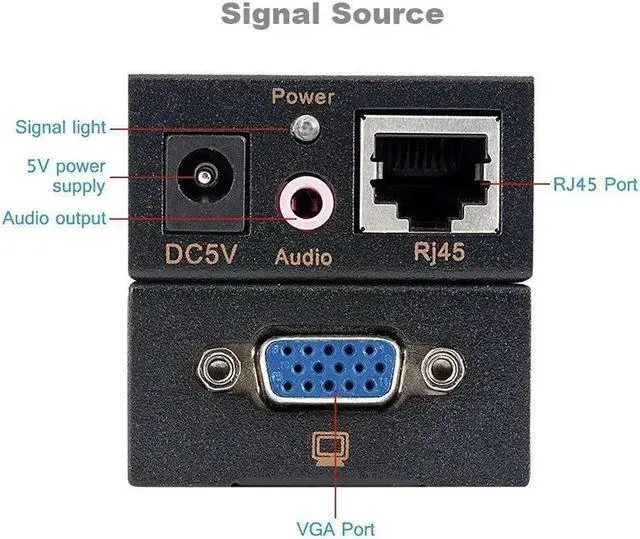 Alt view image 5 of 6 - 1 Pair VGA 100M Video Audio Extender Adapter 1920*1440 Over Cat6/5E Network Cable Receiver Sender for HDTV Projector Monitor(With US Plug)
