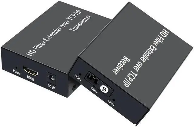 Alt view image 6 of 6 - 3KM HD 1080P@60Hz Video/Audio Fiber Extender Over SC Optical Fiber Cable TCP/IP Protocol Support One to Many for PC HDTV(With US Plug)
(3KM Transmission)