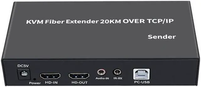 Main image of 1 Pair 20KM SC Fiber Optical HD KVM Extender 1080P@60 HDCP With 3.5mm Audio out Video Switcher for PC Computer Keyboard Mouse(With US Plug)