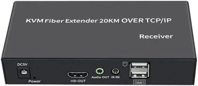 Alt view image 4 of 6 - 1 Pair 20KM SC Fiber Optical HD KVM Extender 1080P@60 HDCP With 3.5mm Audio out Video Switcher for PC Computer Keyboard Mouse(With US Plug)