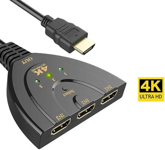 Alt view image 4 of 6 - 4K*2K 3x1 HDMI-compatible Cable Splitter 1080P Video Switcher Adapter 3 Input 1 Output Port Hub for Xbox DVD HDTV PC Laptop TV(4K Version)