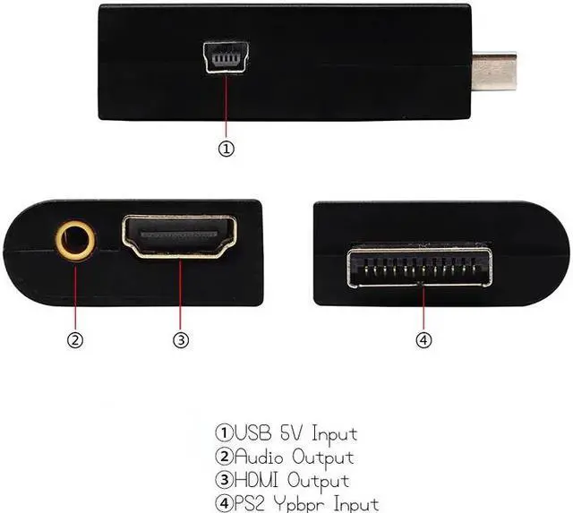 Alt view image 3 of 6 - Portable for PS2 to HDMI-Compatible 480i/480p/576i Audio Video Converter 3.5mm AUX Output Supports for All PS2 Display Modes