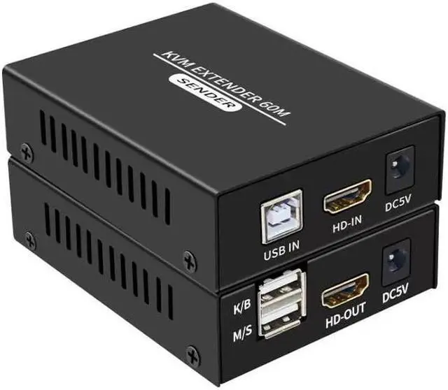 Main image of KVM Extender 60M 1080P HDMI-compatible Over cat5e/6 Ethernet RJ45 LAN Cable USB-A Keyboard Mouse KVM Video Extend TX RX Adapter(With US Plug)