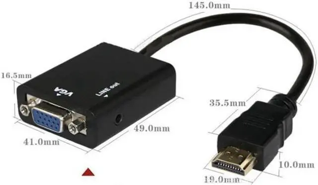 Alt view image 6 of 6 - Male to Female HDMI-compatible to VGA Digital Analog Video Audio Cable Adapter 1080P 720P 480P For PS4 PC HDTV Display Projector