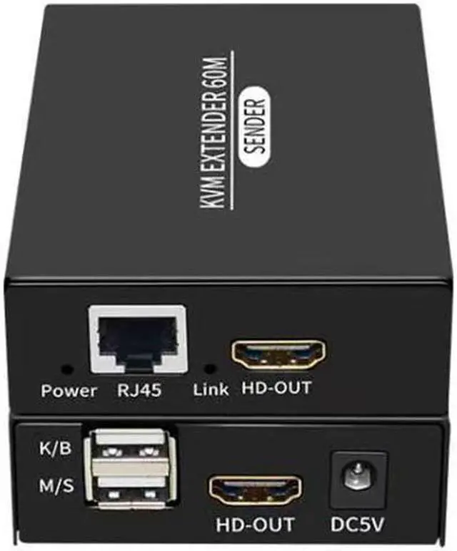 Alt view image 4 of 6 - KVM Extender 60M 1080P HDMI-compatible Over cat5e/6 Ethernet RJ45 LAN Cable USB-A Keyboard Mouse KVM Video Extend TX RX Adapter(With US Plug)