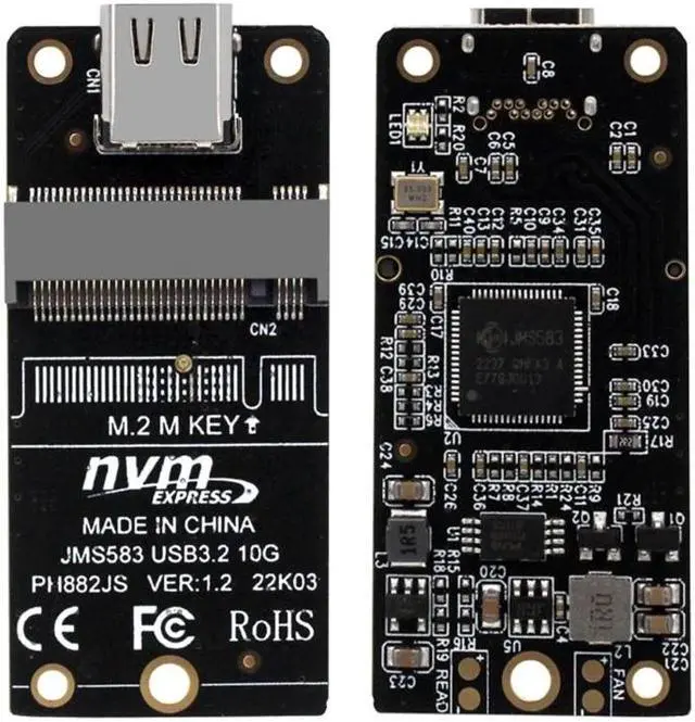 Alt view image 4 of 6 - NVME to USB 3.1 Type-C Adapter M2 NVME SSD Adapter JMS583 10Gbps .2 to USB 3.1 Support m2 nvme SSD 2230/42/60/80 Dropship