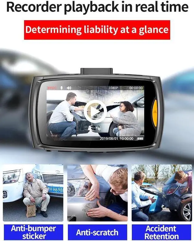 Alt view image 2 of 3 - 1080P Car Night Vision 2.4Full Colors Car DVR Dash Camera Driving Recorder Vehicle Registrator Automobile Recorder Full HD(Single camera)Product comes with SD card memory: 16G