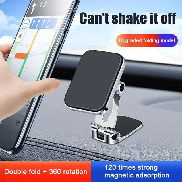 Alt view image 2 of 6 - Magnetic Car Phone Holder Double Fold 360 Rotatable GPS Mobile Phone Mount Car Cell Phone Support