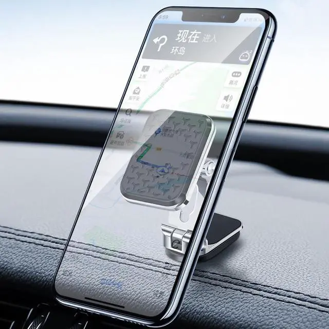 Alt view image 2 of 6 - Magnetic Dashboard Windshield Mount 360 Degree Rotation Foldable Mobile Phone Mount Support Zinc Alloy Anti Slip for Car Office(Black)