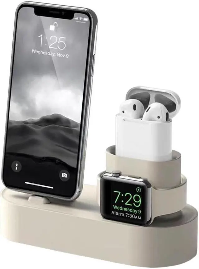 Alt view image 5 of 5 - 3-in-1 Phone Watch Bracket Silicone Multifunctional Charging Dock Station Anti Slip Accessories(Black)