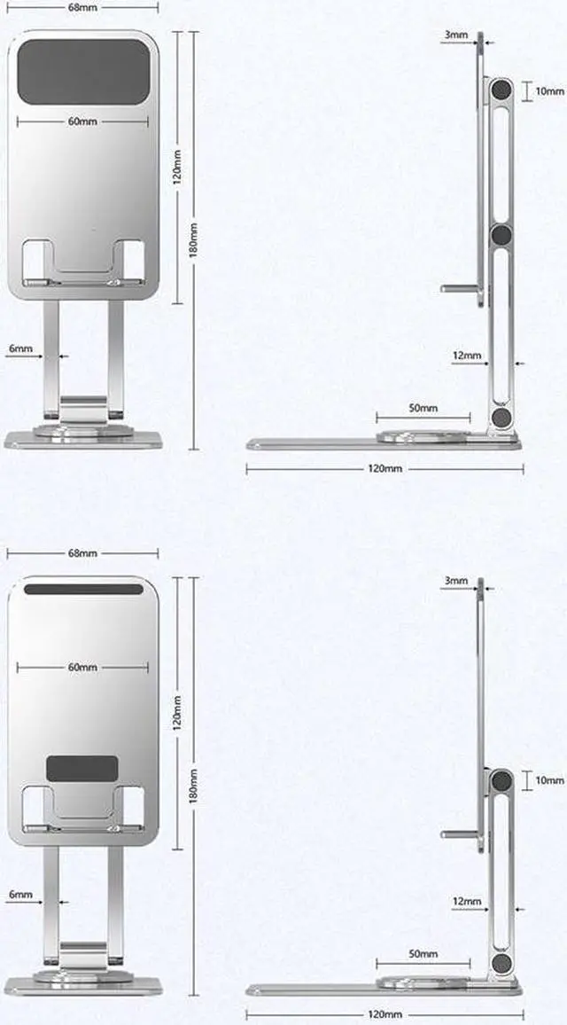 Alt view image 6 of 6 - Foldable Mobile Phone Stand Universal Handsfree Smartphone Holder Desk Bracket Adjustable Aluminium Alloy for Home Office(Telescopic Grey)