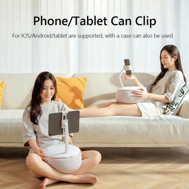 Alt view image 4 of 5 - Laptop Phone Stand 360 Adjustable Cell Phone Pillow Stand Comfortable Mobile Phone Pillow Holder with Bean Bag for Home Bed Sofa(Grey)