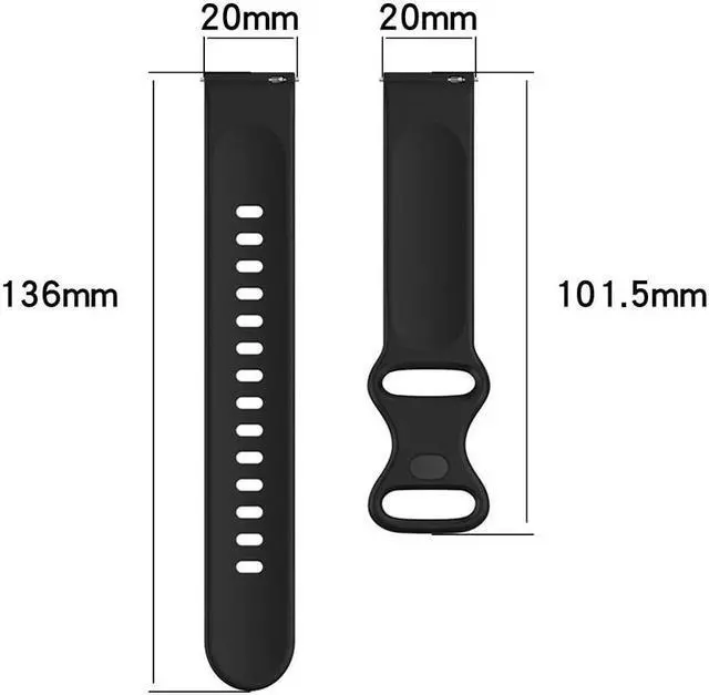 Main image of Watch Strap Adjustable Sports Bracelet Wristband Band Silicone 20mm for S-amsung Galaxy Watch 4 40mm 44mm Smartwatch Accessories(Black Lengthen)