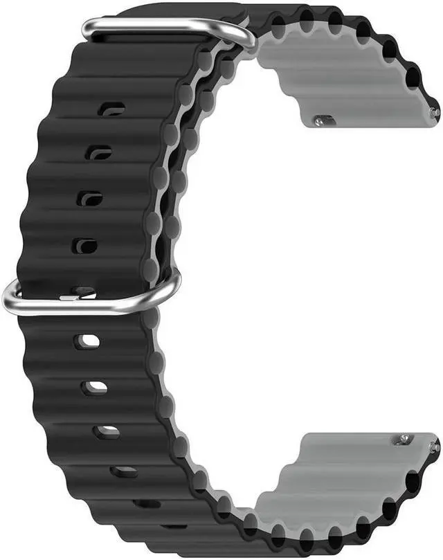 Main image of Dual Color Smart Watch Strap for Galaxy Watch 5/H-uawei Watch 2/A-mazfit GTR3 Adjustable Silicone Smart Watchband Bracelet Size:30mm(Black Gray)