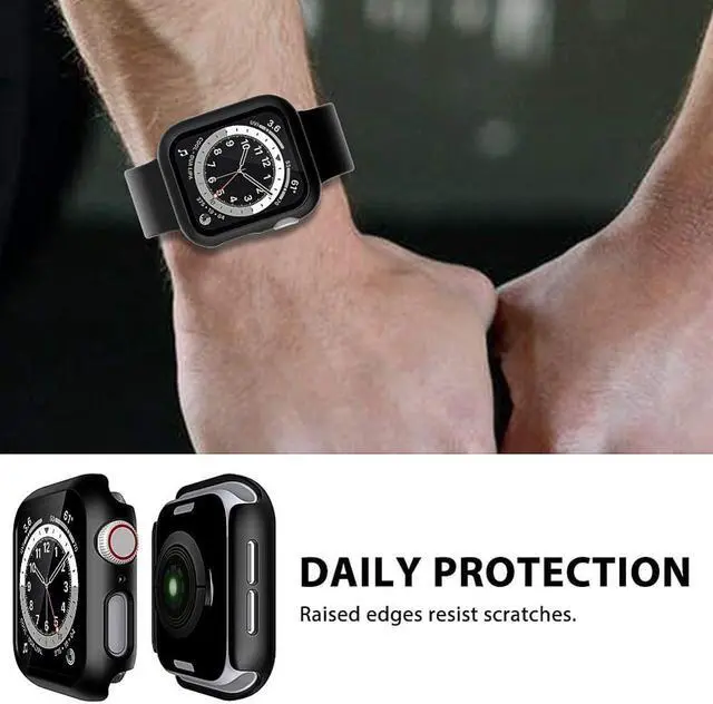 Alt view image 3 of 6 - Watch Protective Case Full Cover with Anti-Scratch Tempered Glass Protection Frame Shell for i-Watch 1/2/3/4/5/6(44 mm)