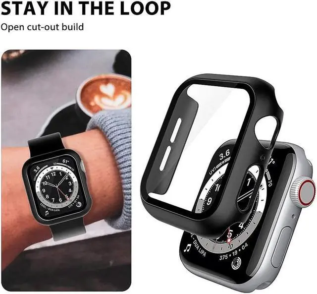 Alt view image 5 of 6 - Watch Protective Case Full Cover with Anti-Scratch Tempered Glass Protection Frame Shell for i-Watch 1/2/3/4/5/6(44 mm)