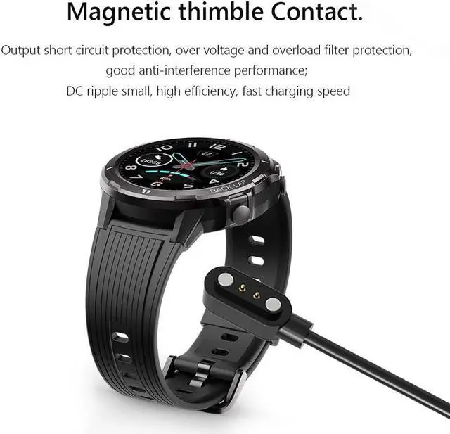 Alt view image 2 of 6 - Smartwatch Charging Cable for W-illful IP68/SW021/SW025/SW01/SW023/ID205U/Umidigi Uwatch 3 Power Supply Wire Dock Stand
