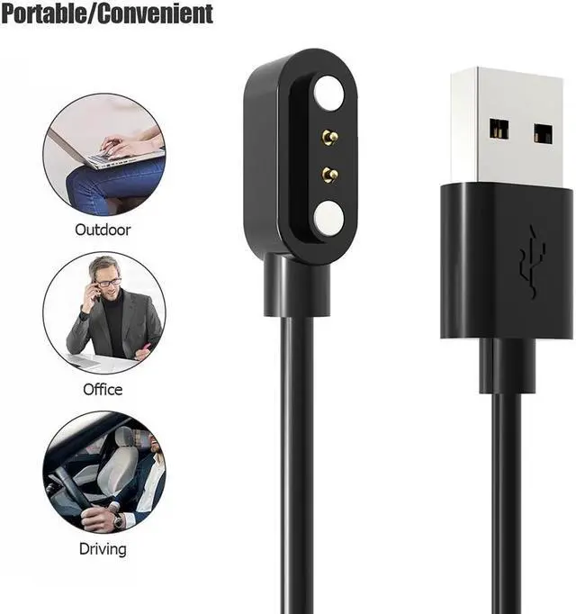 Alt view image 6 of 6 - Smartwatch Charging Cable for W-illful IP68/SW021/SW025/SW01/SW023/ID205U/Umidigi Uwatch 3 Power Supply Wire Dock Stand