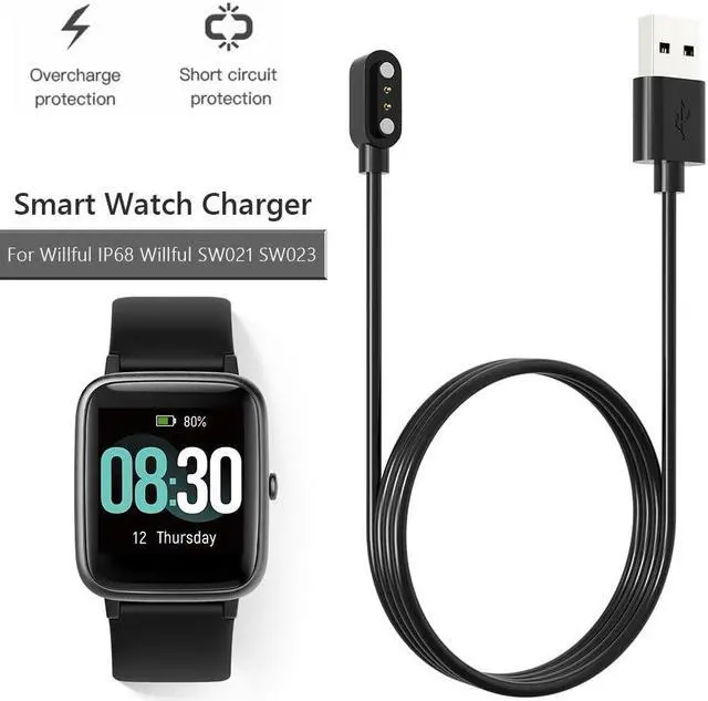 Alt view image 4 of 6 - Smartwatch Charging Cable for W-illful IP68/SW021/SW025/SW01/SW023/ID205U/Umidigi Uwatch 3 Power Supply Wire Dock Stand