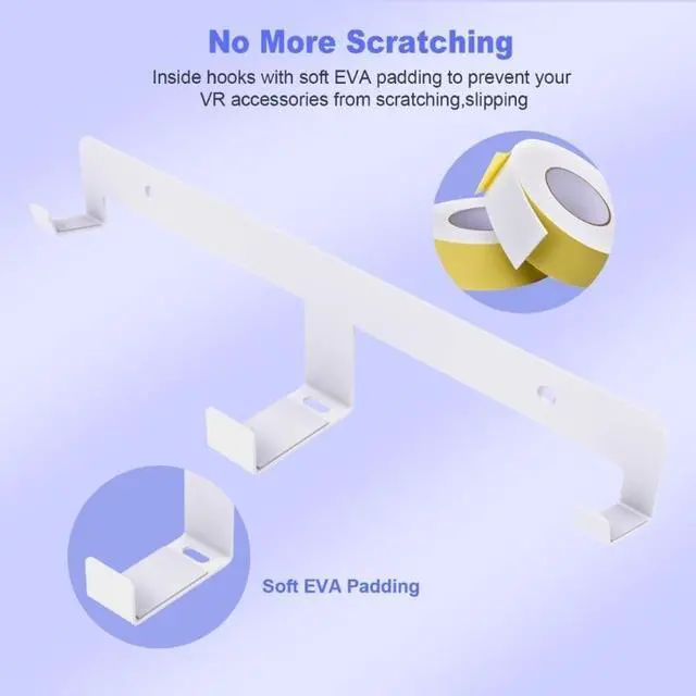 Alt view image 3 of 6 - VR Wall Mount for PS VR2 Controller Hanger Space Saving Storage Rack Charge Cord Screw VR Headset Accessory