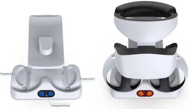 Alt view image 2 of 6 - Enhanced Virtual Reality Controller Charge Dock Stand for PS VR2 Headset Charging Rack with Type-c Port with Indicator