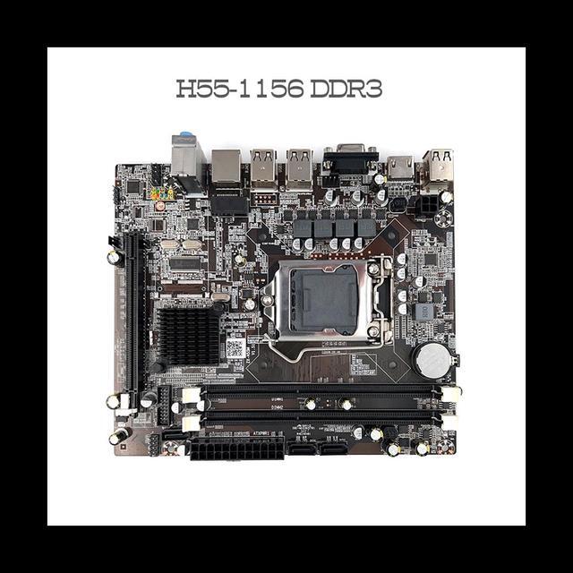 Alt view image 4 of 6 - H55 Motherboard LGA1156 Supports I3 530 I5 760 Series CPU DDR3 Memory Desktop Computer Motherboard+I3 530 CPU+SATA Cable