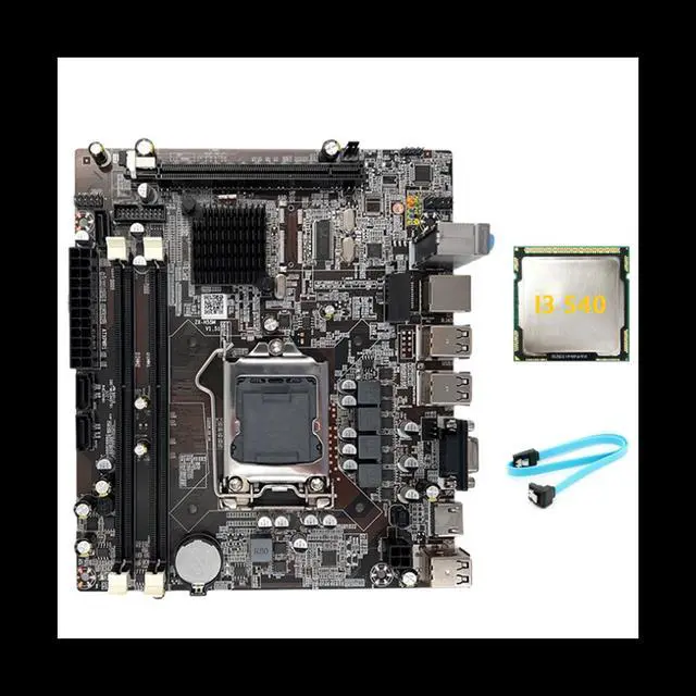 Main image of H55 Motherboard LGA1156 Supports I3 530 I5 760 Series CPU DDR3 Memory Computer Motherboard+I3 540 CPU+SATA Cable