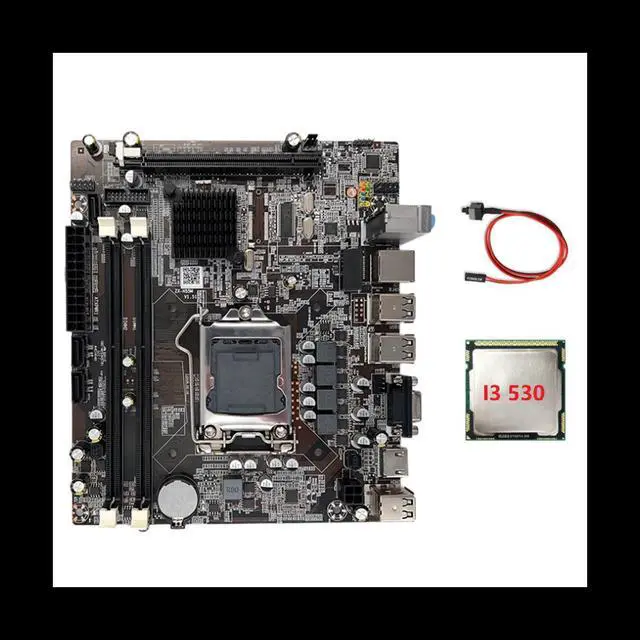 Main image of H55 Motherboard LGA1156 Supports I3 530 I5 760 Series CPU DDR3 Memory Computer Motherboard+I3 530 CPU+Switch Cable