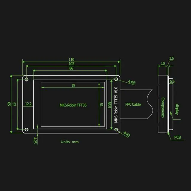Alt view image 6 of 6 - For Makerbase MKS Robin Nano V1.2 3D Printer Motherboard ESP32 MCU Control Board with TFT35 Touch Screen Kit