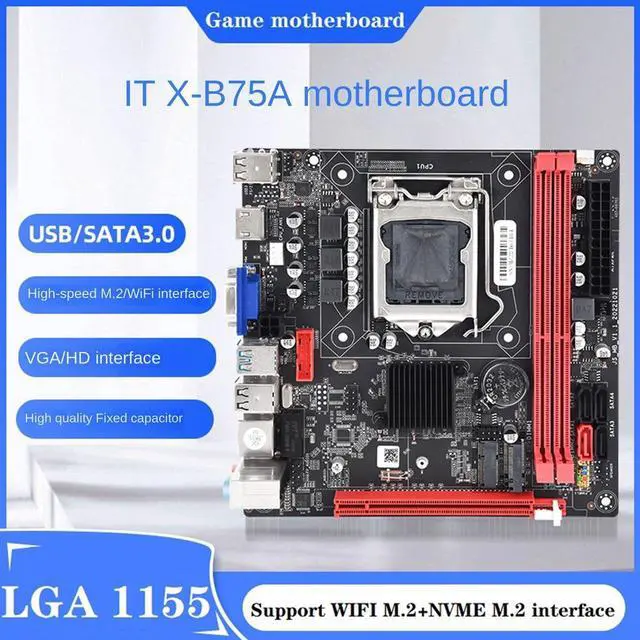 Main image of B75 (B75A) LGA1155 Motherboard+I3 2120 CPU+SATA Cable Supports 2XDDR3 Slot NVME M.2+WIFI M.2 USB3.0 SATA3.0 Motherboard