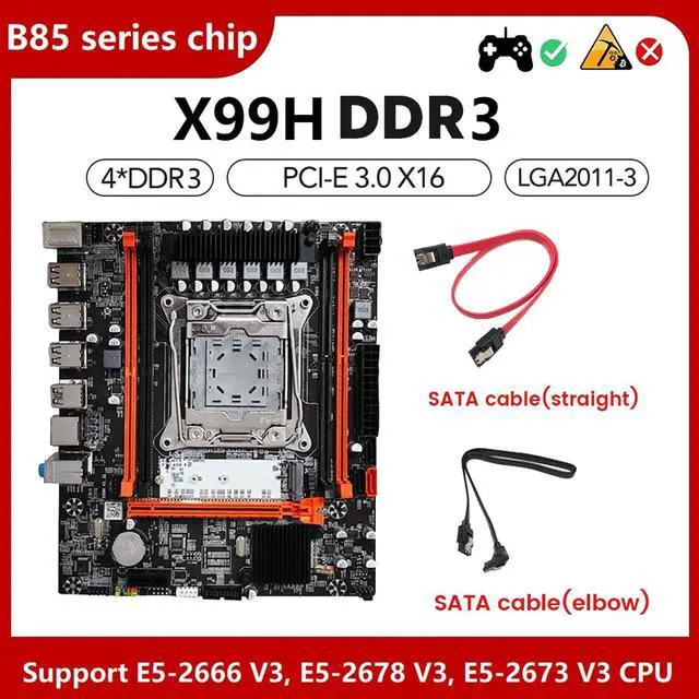 Alt view image 2 of 6 - X99H(X99) PC Motherboard Kit+2XSATA Cable LGA2011-V3 DDR3X4 ECC Server RAM Slot M.2 NVME PCI-E X16 SATA3.0 Motherboard