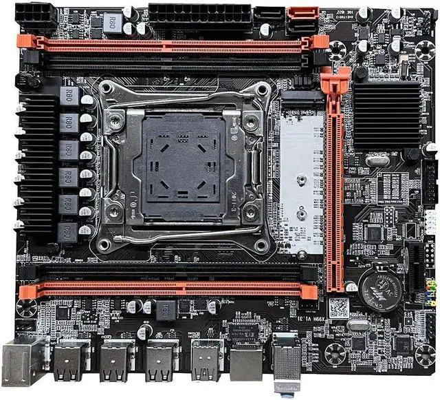 Alt view image 4 of 6 - X99H(X99) PC Motherboard Kit+2XSATA Cable LGA2011-V3 DDR3X4 ECC Server RAM Slot M.2 NVME PCI-E X16 SATA3.0 Motherboard