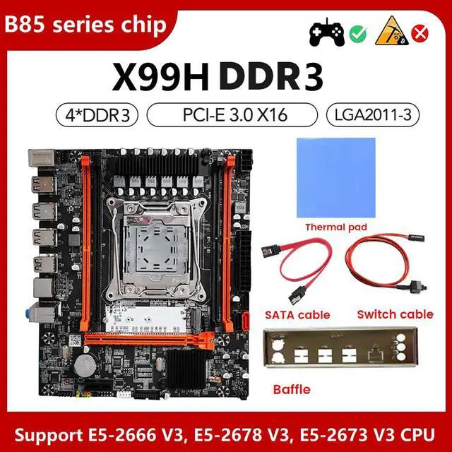 Alt view image 2 of 6 - X99H Motherboard Kit+Thermal Pad+SATA Cable+Switch Cable+Bezel LGA2011-V3 DDR3X4 ECC RAM Slot M.2 NVME PCI-E X16 SATA3.0