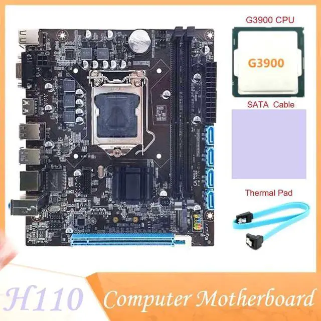 Alt view image 4 of 6 - H110 Computer Motherboard Supports LGA1151 6/7 Generation CPU Dual-Channel DDR4 Memory+G3900 CPU+Thermal Pad+SATA Cable