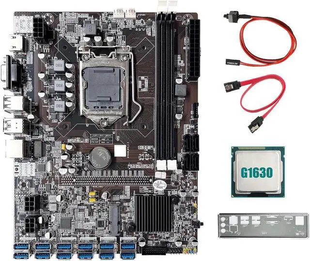Alt view image 5 of 6 - B75 12GPU Mining Motherboard+G1630 CPU+SATA Cable+Switch Cable Support 2XDDR3 RAM USB3.0 B75 12USB Miner Motherboard