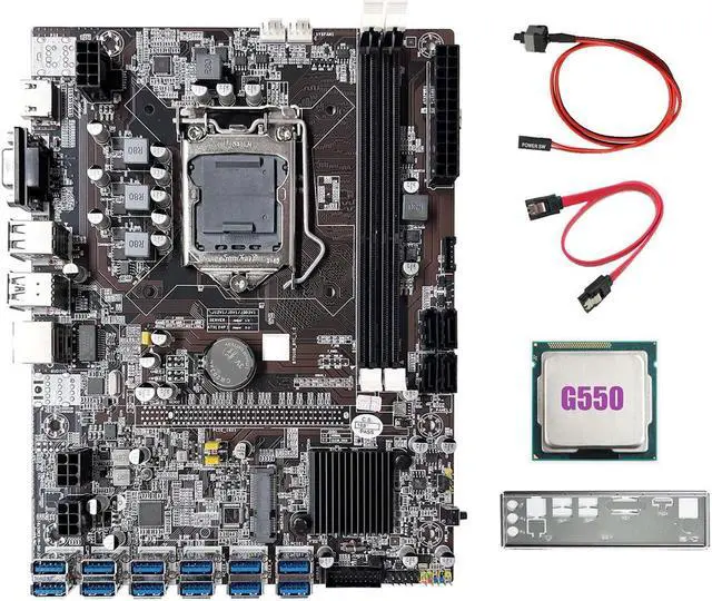 Alt view image 4 of 4 - B75 12GPU BTC Mining Motherboard+G550 CPU+SATA Cable+Switch Cable Support 2XDDR3 RAM USB3.0 B75 12USB Miner Motherboard