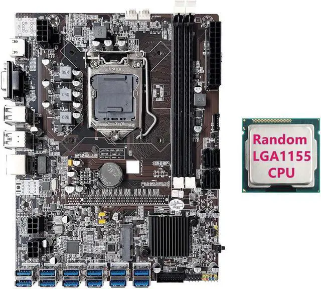 Alt view image 4 of 4 - B75 12GPU BTC Mining Motherboard+Random CPU Support 2XDDR3 RAM MSATA 12XUSB3.0 B75 USB Miner Motherboard