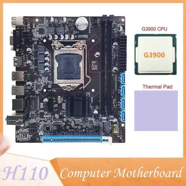 Alt view image 2 of 6 - H110 Desktop Computer Motherboard Supports LGA1151 6/7 Generation CPU Dual-Channel DDR4 Memory+G3900 CPU+Thermal Pad