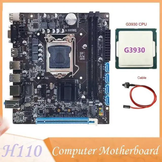 Alt view image 2 of 6 - H110 Desktop Computer Motherboard Supports LGA1151 6/7 Generation CPU Dual-Channel DDR4 Memory+G3930 CPU+Switch Cable