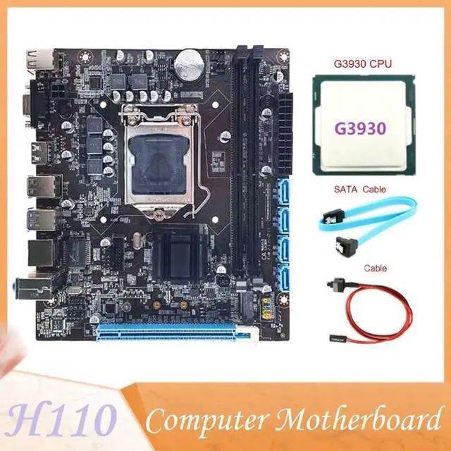 Alt view image 2 of 6 - H110 Computer Motherboard Supports LGA1151 6/7 Generation CPU Dual-Channel DDR4 Memory+G3930 CPU+SATA Cable+Switch Cable