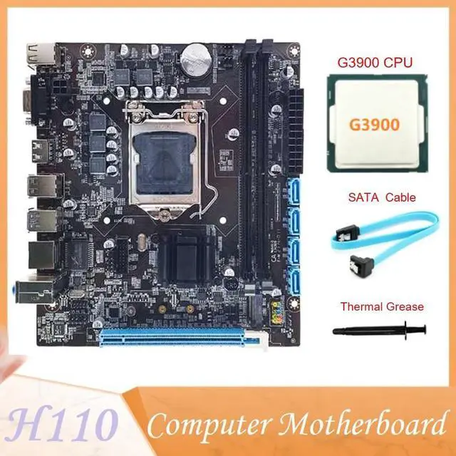 Alt view image 2 of 6 - H110 Computer Motherboard Supports LGA1151 6/7 Generation CPU Dual-Channel DDR4 RAM+G3900 CPU+SATA Cable+Thermal Grease