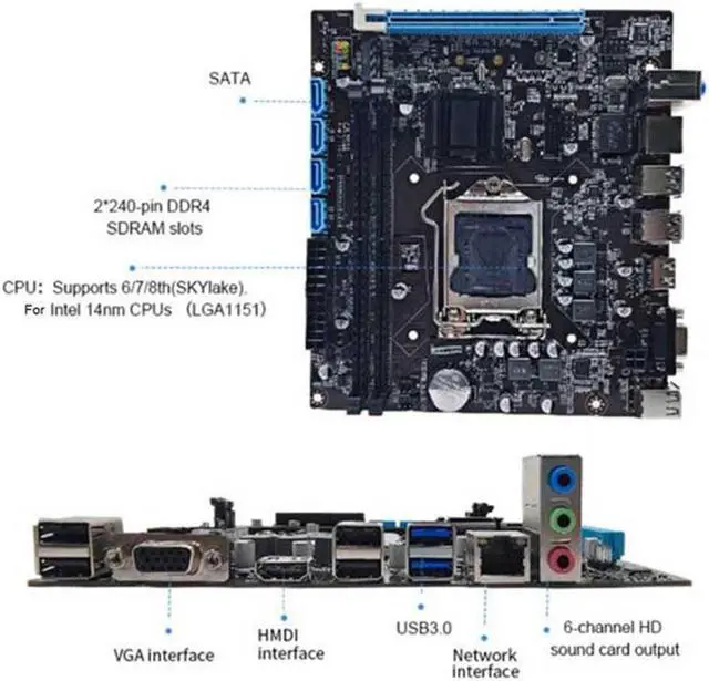 Alt view image 4 of 6 - H110 Desktop Computer Motherboard Supports LGA1151 6/7 Generation CPU Dual-Channel DDR4 Memory+G3900 CPU+Thermal Grease