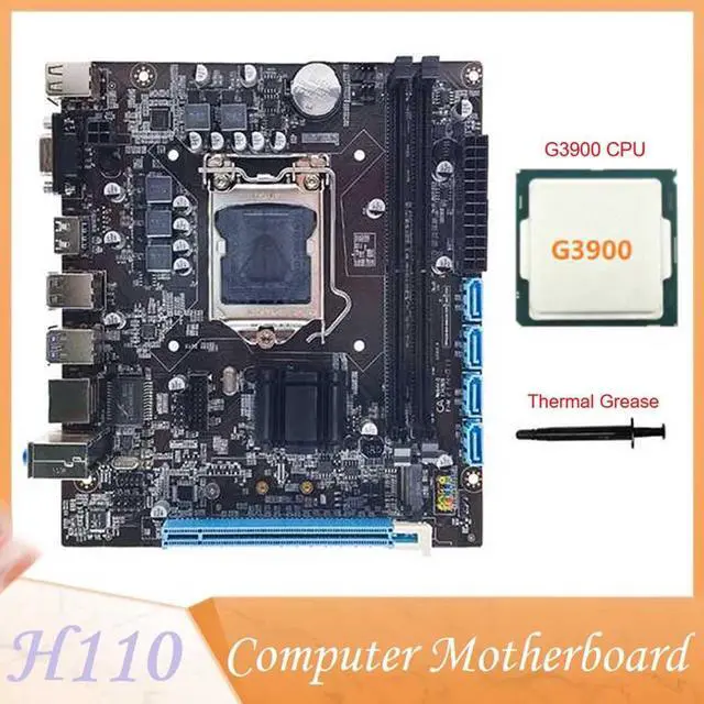 Alt view image 2 of 6 - H110 Desktop Computer Motherboard Supports LGA1151 6/7 Generation CPU Dual-Channel DDR4 Memory+G3900 CPU+Thermal Grease