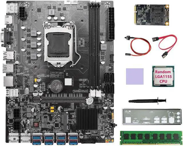 Alt view image 4 of 4 - B75 12GPU BTC Mining Motherboard+Random CPU+DDR3 4GB 1600Mhz RAM+128G SSD Support 2XDDR3 RAM B75 12USB Miner Motherboard