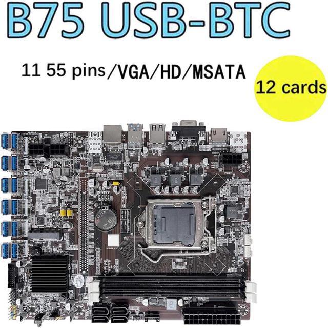Alt view image 2 of 6 - B75 12GPU BTC Mining Motherboard+G1620 CPU+SATA Cable+Switch Cable Support 2XDDR3 RAM USB3.0 B75 12USB Miner Motherboard