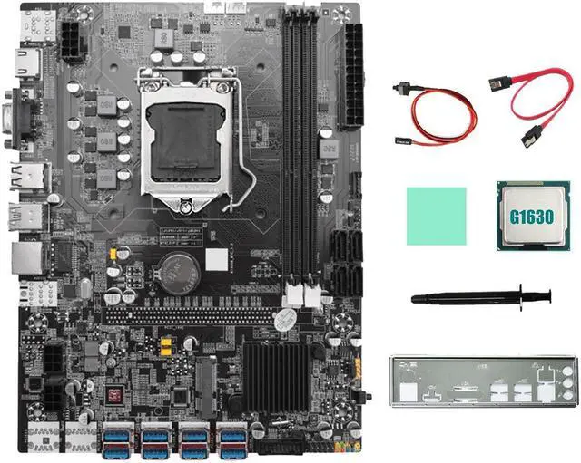 Alt view image 5 of 6 - B75 12GPU BTC Mining Motherboard+G1630 CPU+SATA Cable+Thermal Grease Support 2XDDR3 RAM B75 12USB Miner Motherboard